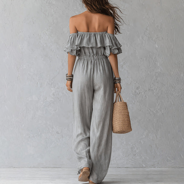 European And American Resort-style Off-shoulder Ruffled Jumpsuit by Ricaloux