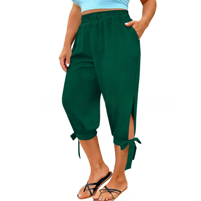 European And American Retro Chic Commuter Cropped Wide-leg Pants In Plus Size by Ricaloux