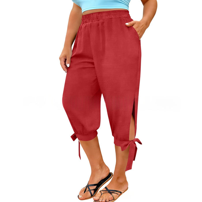 European And American Retro Chic Commuter Cropped Wide-leg Pants In Plus Size by Ricaloux