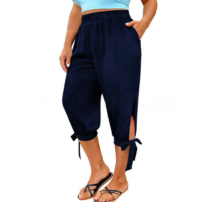 European And American Retro Chic Commuter Cropped Wide-leg Pants In Plus Size by Ricaloux