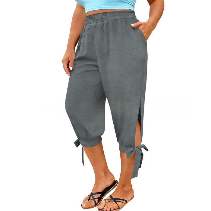 European And American Retro Chic Commuter Cropped Wide-leg Pants In Plus Size by Ricaloux