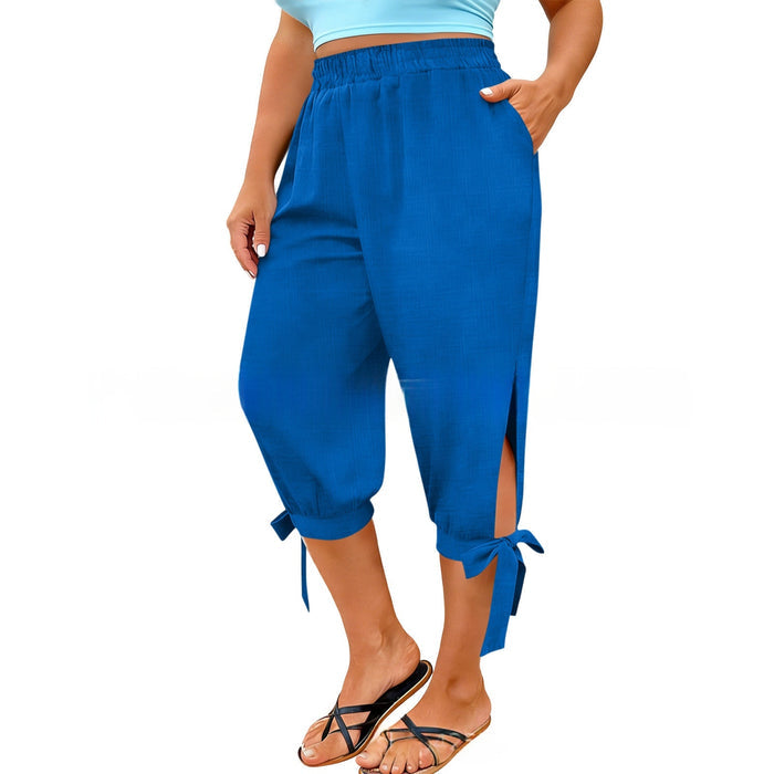 European And American Retro Chic Commuter Cropped Wide-leg Pants In Plus Size by Ricaloux