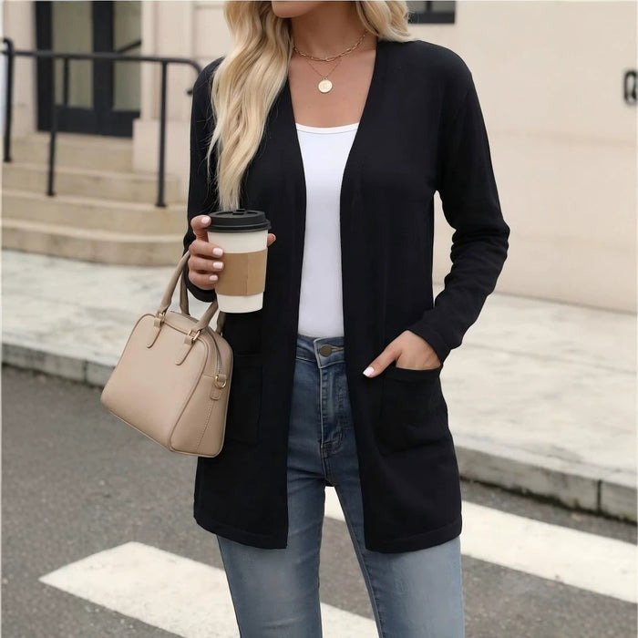 European And American-style Mid-length V Neck Knitted Cardigan A Loose-fitting Figure-flattering Top – Premium 0 | RICALOUX