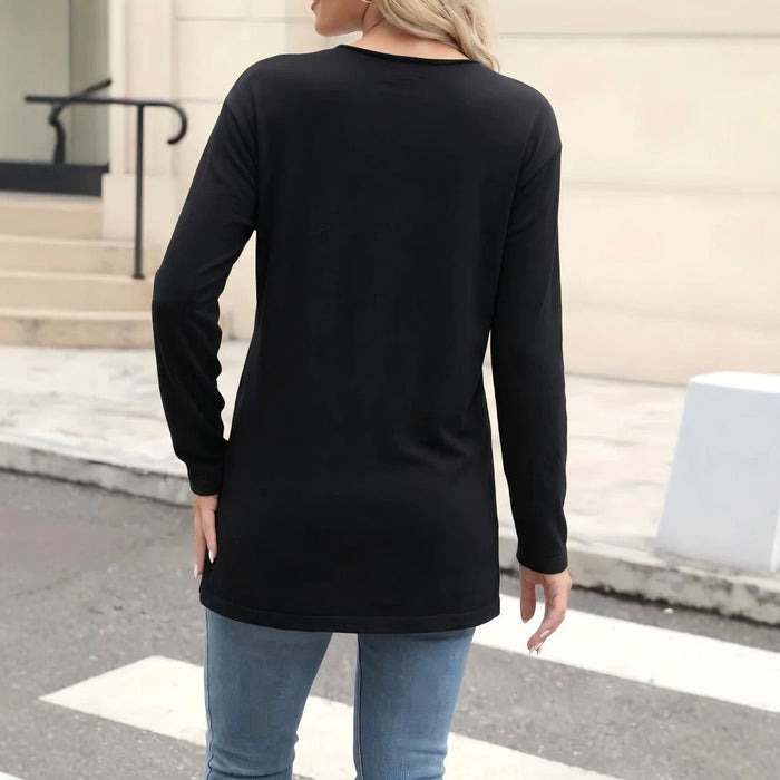 European And American-style Mid-length V Neck Knitted Cardigan A Loose-fitting Figure-flattering Top – Premium 0 | RICALOUX