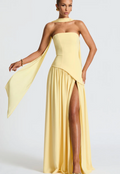 Fashion Graceful Tube Top Slim Fit Pure Color Split Backless Elegant Streamer Dress by Ricaloux