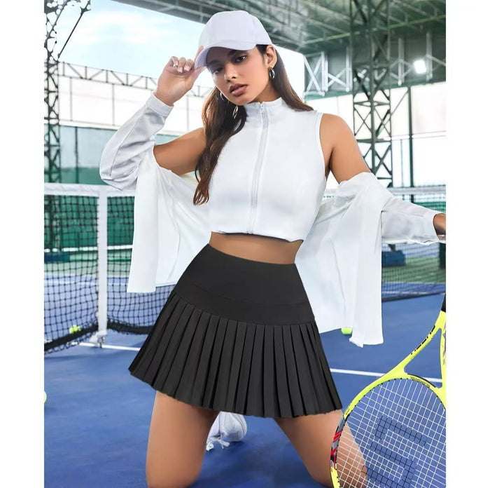 Fashionable Pleated High-waisted Skirt With Anti-exposure Design by Ricaloux