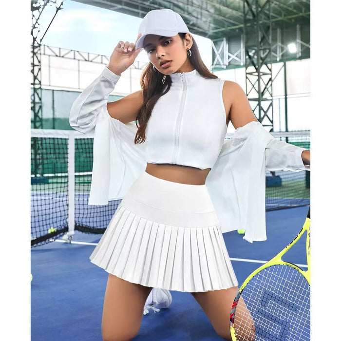 Fashionable Pleated High-waisted Skirt With Anti-exposure Design by Ricaloux