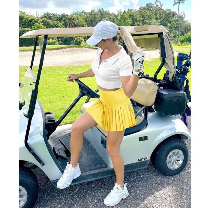 Fashionable Pleated High-waisted Skirt With Anti-exposure Design by Ricaloux