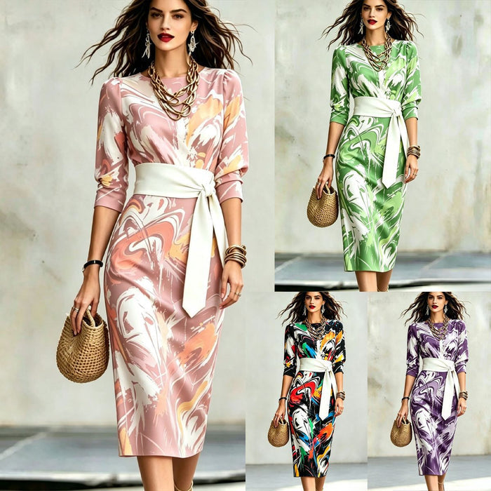 Fashionable Printed Womens Slim-Fit Dress by Ricaloux