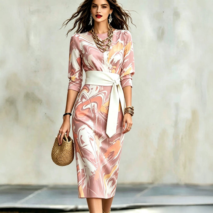 Fashionable Printed Womens Slim-Fit Dress by Ricaloux
