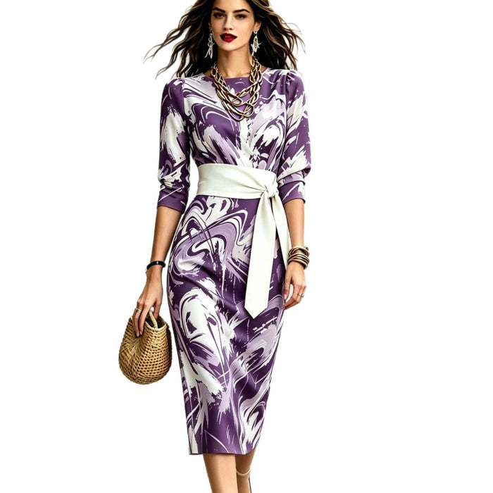 Fashionable Printed Womens Slim-Fit Dress by Ricaloux