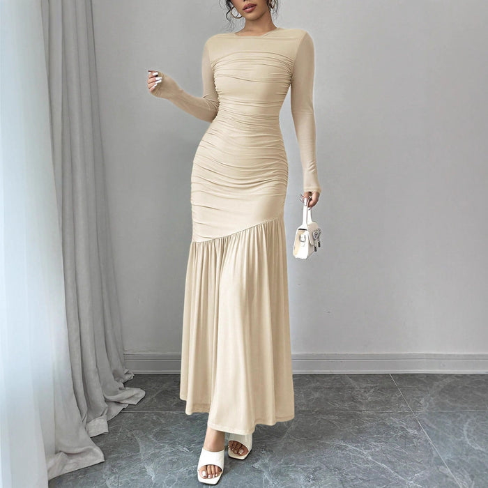 Fashionable Slim-fit Pleated Elegant Long-sleeve Dress – Premium 0 | RICALOUX
