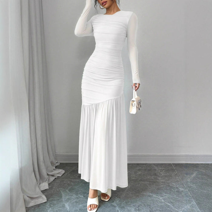 Fashionable Slim-fit Pleated Elegant Long-sleeve Dress – Premium 0 | RICALOUX