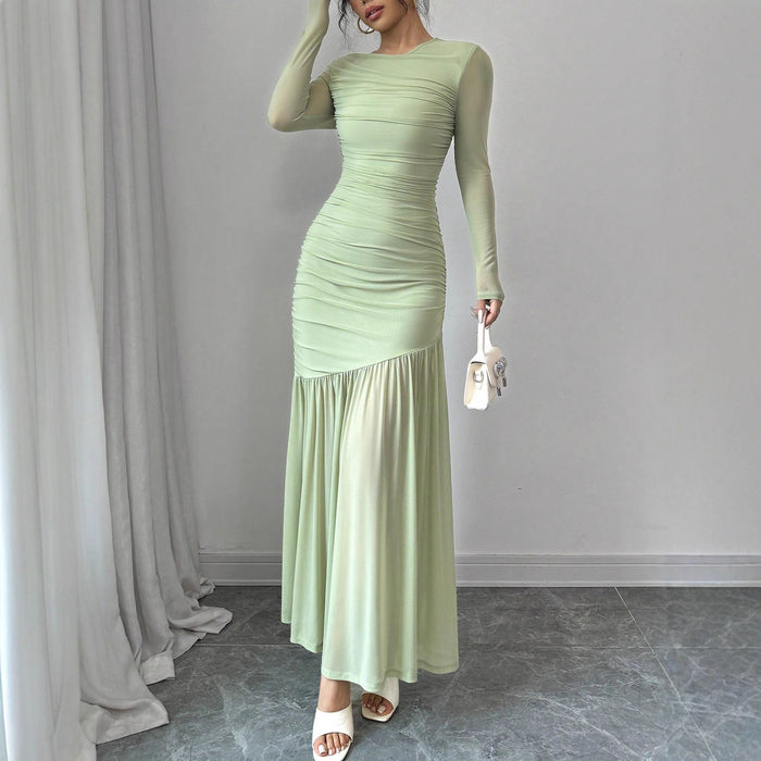 Fashionable Slim-fit Pleated Elegant Long-sleeve Dress – Premium 0 | RICALOUX