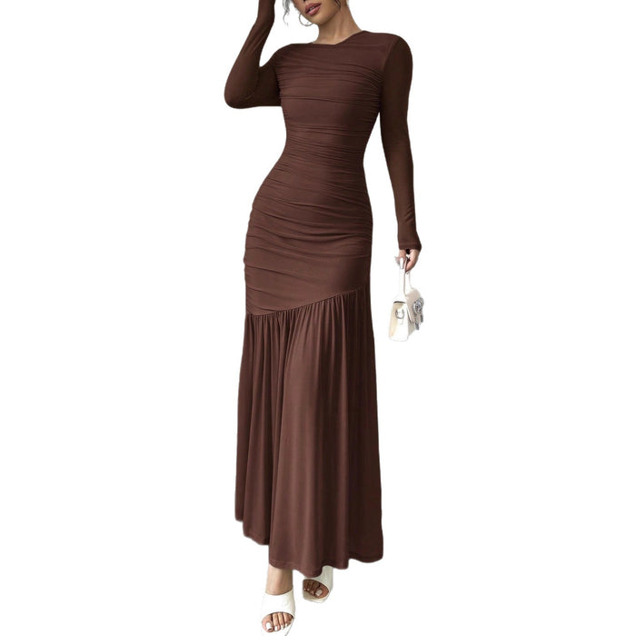 Fashionable Slim-fit Pleated Elegant Long-sleeve Dress – Premium 0 | RICALOUX