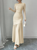 Fashionable Slim-fit Pleated Elegant Long-sleeve Dress – Premium 0 | RICALOUX