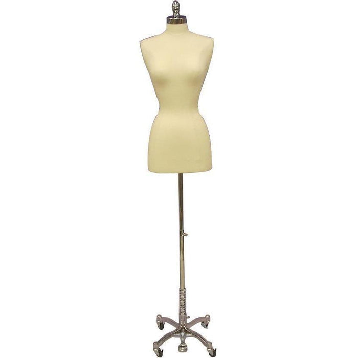 Female Dress Form with Chrome Rolling Base - Mannequin Mall