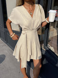 Figure-flattering Asymmetric Soft-style V-neck Dress – Premium 0 | RICALOUX