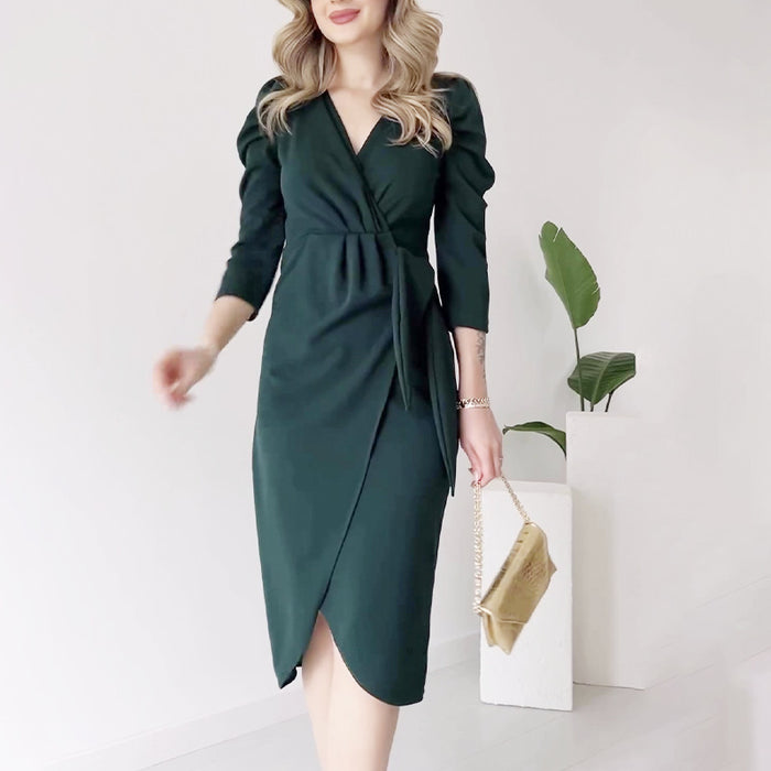 Figure-flattering Lotus-leaf Hem Midi Dress – Premium 0 | RICALOUX