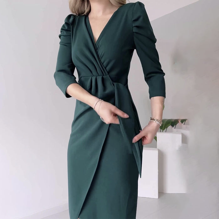 Figure-flattering Lotus-leaf Hem Midi Dress – Premium 0 | RICALOUX