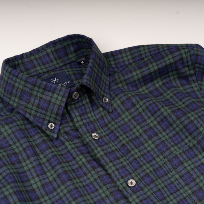 FLANNEL BUTTON DOWN SPORT SHIRT - BLACKWATCH PLAID