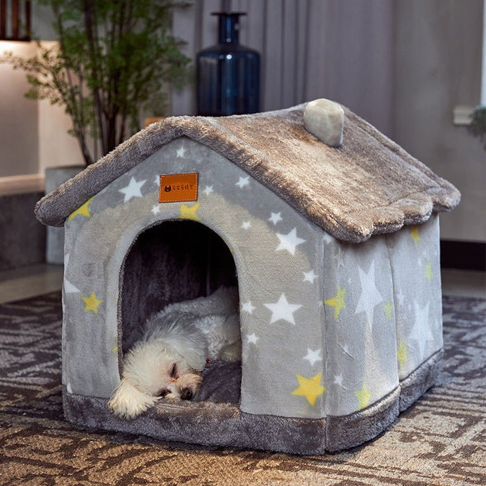 Foldable Dog House Pet Cat Bed Winter Dog Villa Sleep Kennel Removable Nest Warm Enclosed Cave Sofa Pets Supplies - RICALOUX