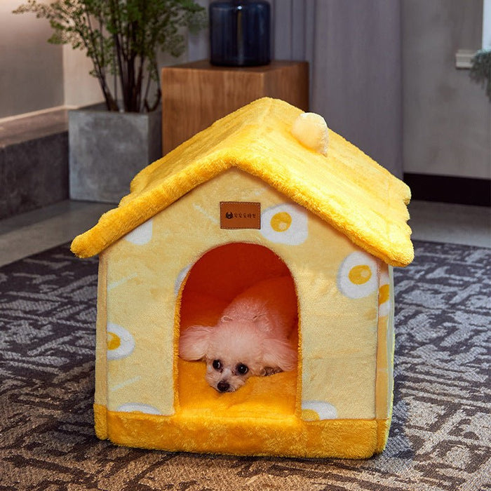 Foldable Dog House Pet Cat Bed Winter Dog Villa Sleep Kennel Removable Nest Warm Enclosed Cave Sofa Pets Supplies - RICALOUX
