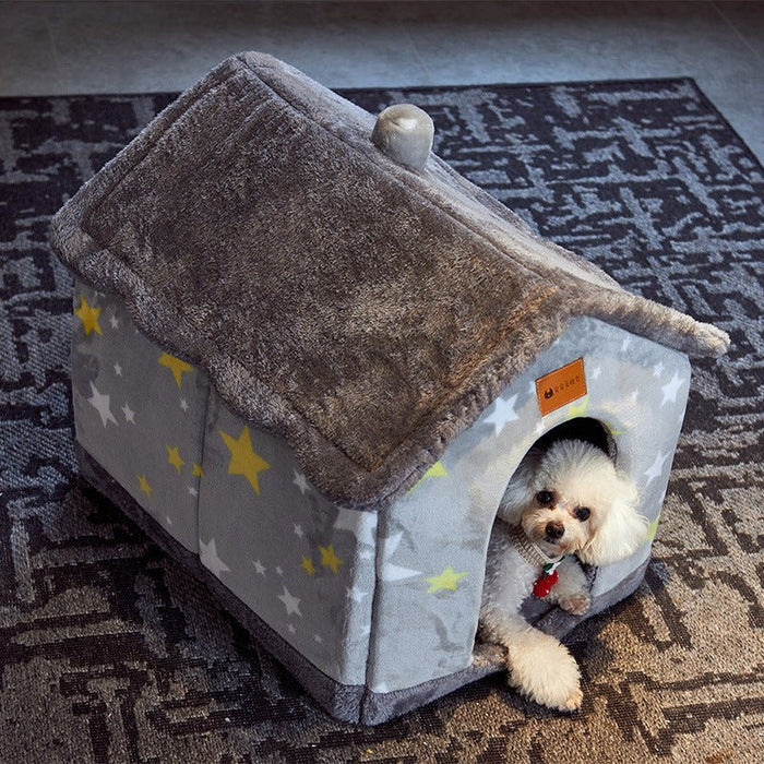 Foldable Dog House Pet Cat Bed Winter Dog Villa Sleep Kennel Removable Nest Warm Enclosed Cave Sofa Pets Supplies - RICALOUX