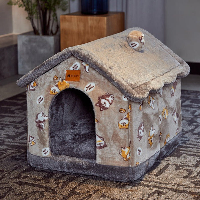 Foldable Dog House Pet Cat Bed Winter Dog Villa Sleep Kennel Removable Nest Warm Enclosed Cave Sofa Pets Supplies - RICALOUX