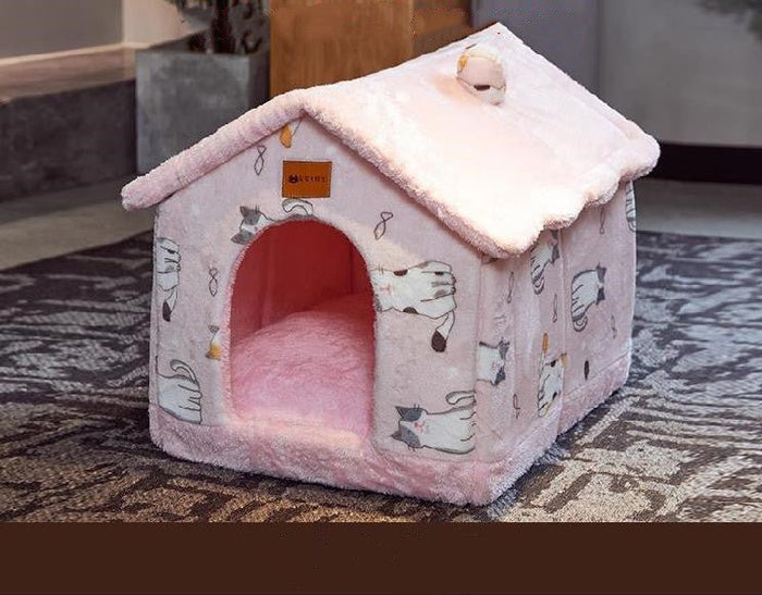 Foldable Dog House Pet Cat Bed Winter Dog Villa Sleep Kennel Removable Nest Warm Enclosed Cave Sofa Pets Supplies - RICALOUX