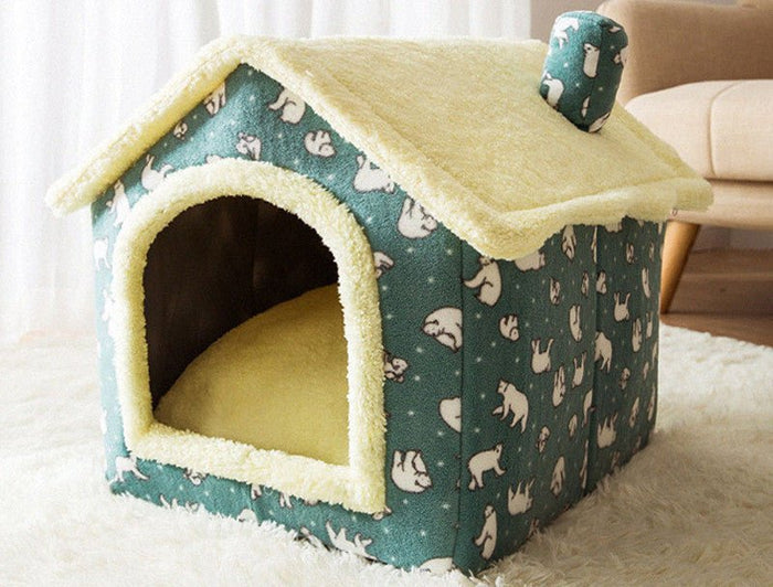 Foldable Dog House Pet Cat Bed Winter Dog Villa Sleep Kennel Removable Nest Warm Enclosed Cave Sofa Pets Supplies - RICALOUX