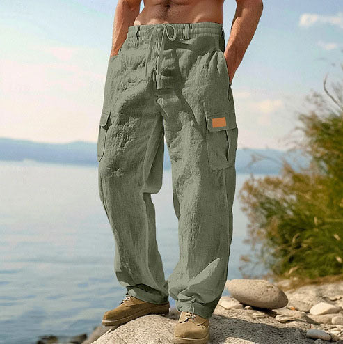 Four-season Thin Loose-fit Multi-pocket Workwear Casual Wide-leg Long Pants by Ricaloux