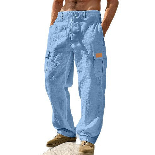 Four-season Thin Loose-fit Multi-pocket Workwear Casual Wide-leg Long Pants by Ricaloux