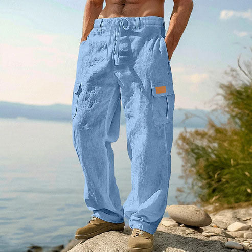 Four-season Thin Loose-fit Multi-pocket Workwear Casual Wide-leg Long Pants by Ricaloux
