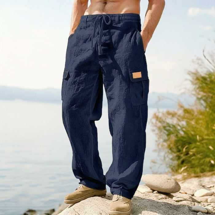 Four-season Thin Loose-fit Multi-pocket Workwear Casual Wide-leg Long Pants by Ricaloux