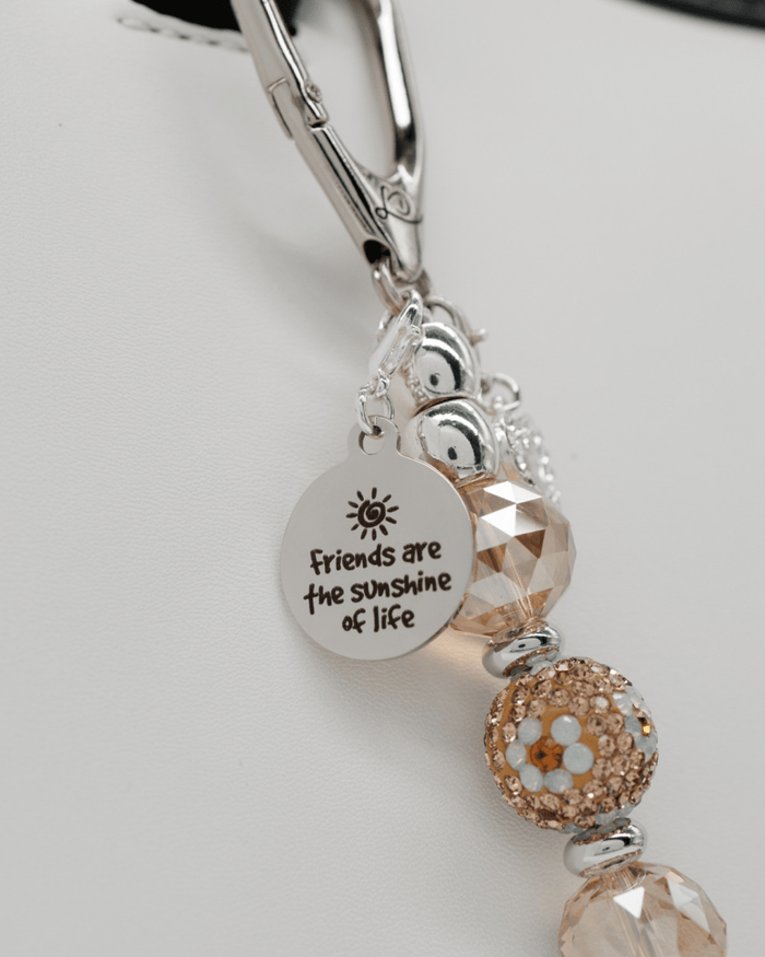 Polished stainless "Friends are the sunshine of life" charm