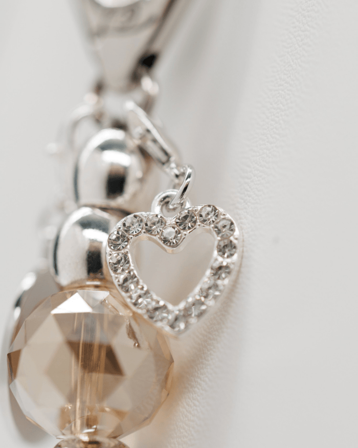 Silver plated rhinestone heart charm