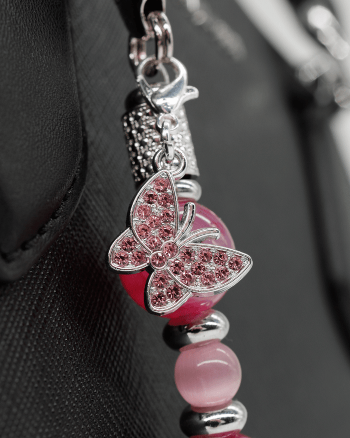 Pink rhinestone butterfly charm