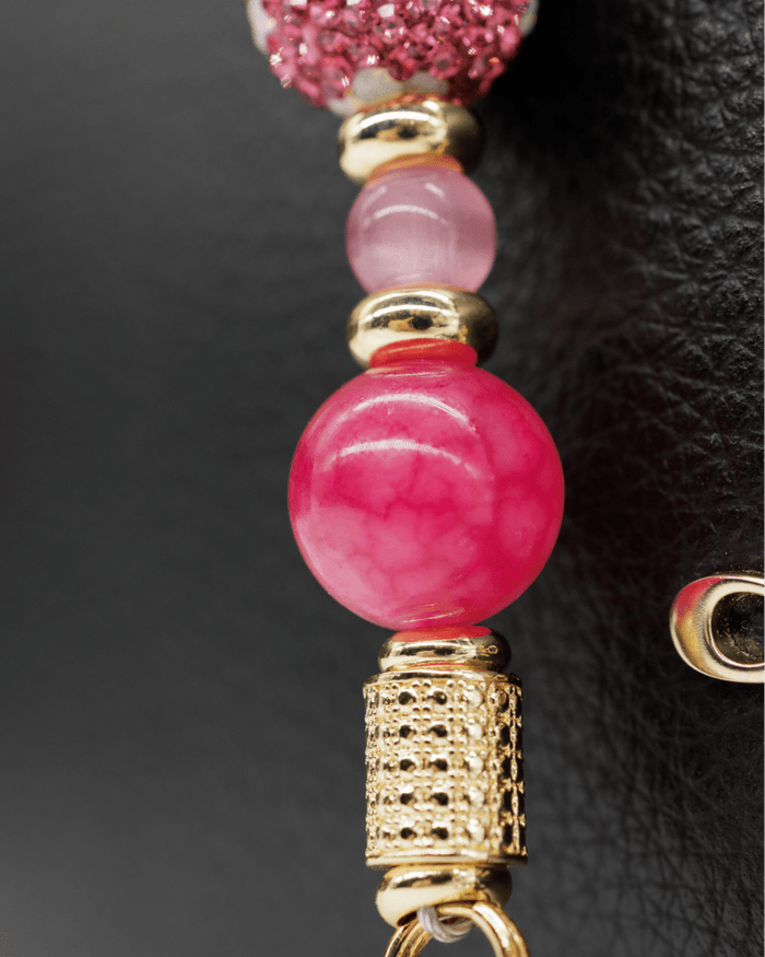 Genuine fuchsia dragonvein agate & cat's eye beads
