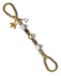 LD Keyfinder Furever Love-Mini keychain with white seashell beads, gold glass beads, paw charm, and dog heart charms.