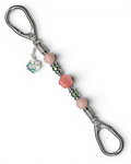LD Keyfinder Garden Bliss-Mini featuring pink opal, cherry quartz flower, green glass beads, and enamel flower charm.