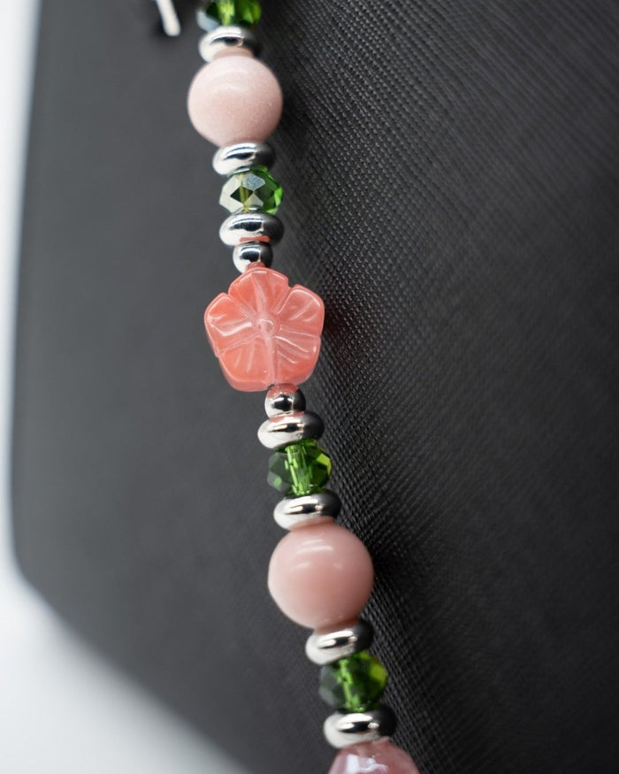 Carved Genuine Cherry Quartz Flower Centerpiece