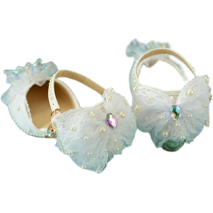 Girls High-heeled Summer Crystal Shoes Show Leather Shoes - RICALOUX