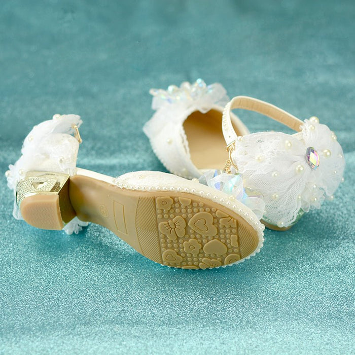 Girls High-heeled Summer Crystal Shoes Show Leather Shoes - RICALOUX