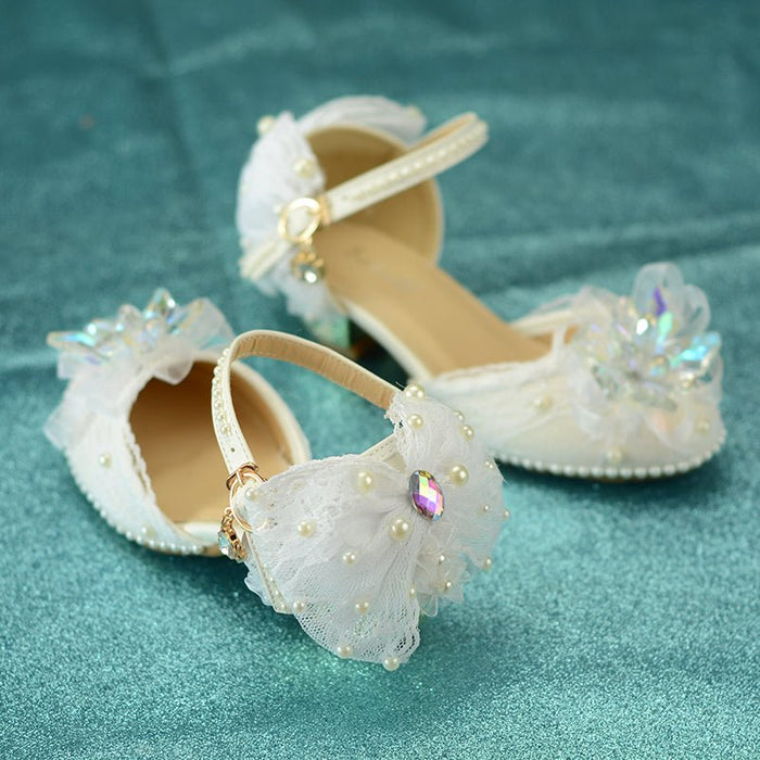 Girls High-heeled Summer Crystal Shoes Show Leather Shoes - RICALOUX