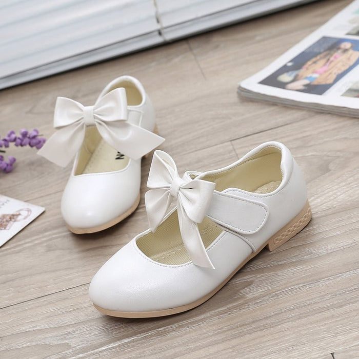 Girls Shoes White Leather Shoes Bowknot Girls Children Princess Shoes - RICALOUX