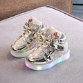 Girls Stars Printed Light Board Shoes Girls Rhinestone Zhongbang LED Light Up Shoes - RICALOUX