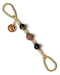 LD Keyfinder Golden Equinox-Mini with Tiger Eye beads, rhinestone centerpiece, and a gold sun and moon charm.