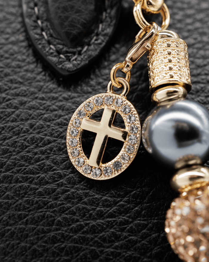 18KT Gold plated rhinestone cross charm