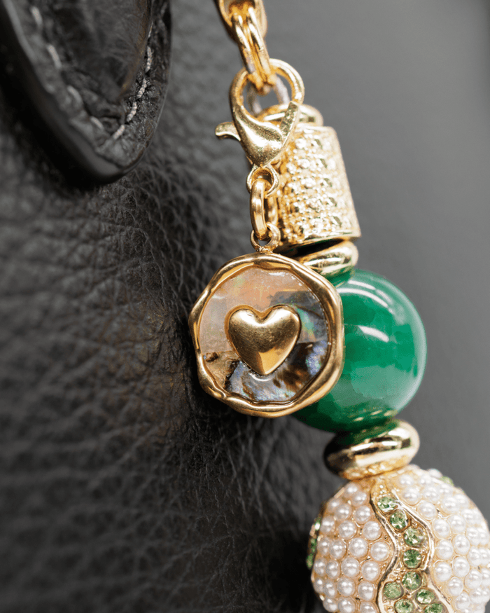 Genuine 18KT Gold plated pāua shell heart charm